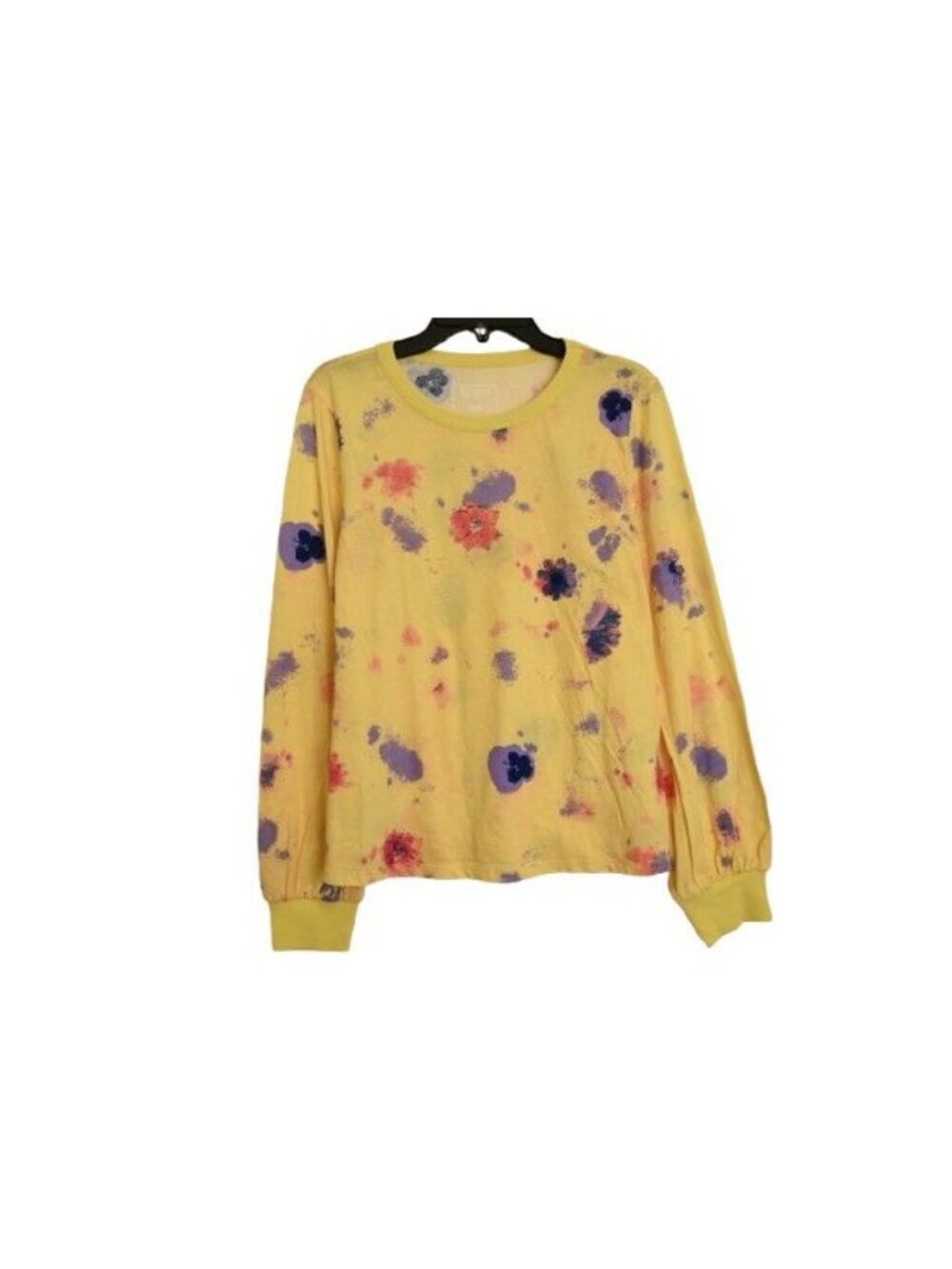 Candace Cameron Bure Pressed Floral Graphic Long Sleeve Tee Honeysuckle Sz XXS